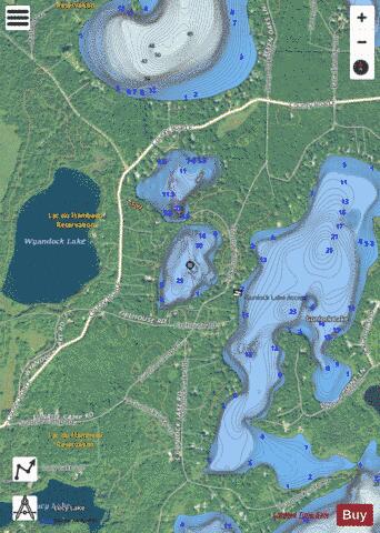 Placid Twin Lakes depth contour Map - i-Boating App - Satellite