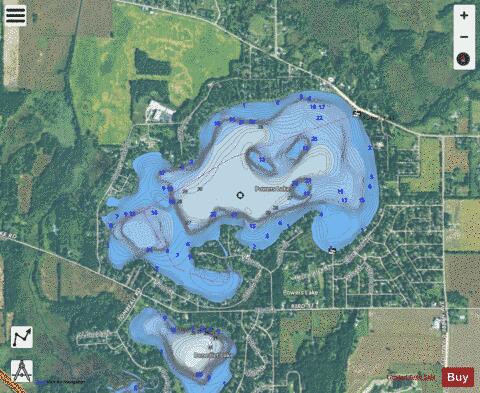 Powers Lake depth contour Map - i-Boating App - Satellite