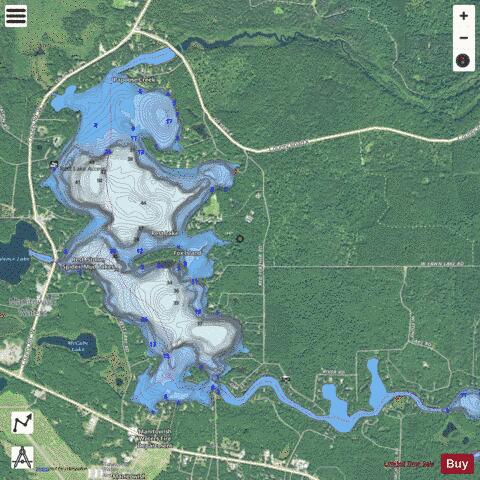 Rest Lake depth contour Map - i-Boating App - Satellite