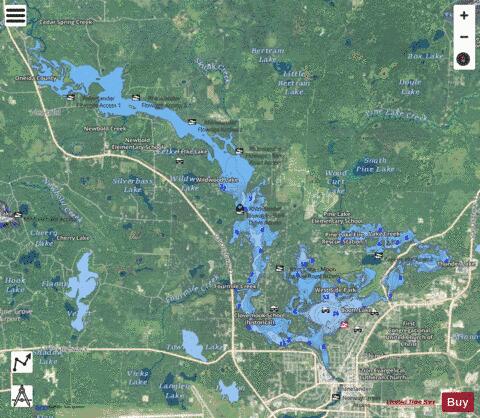 Rhinelander Flowage / Boom Lake depth contour Map - i-Boating App - Satellite