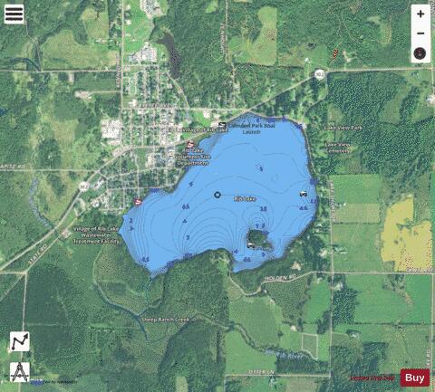Rib Lake depth contour Map - i-Boating App - Satellite