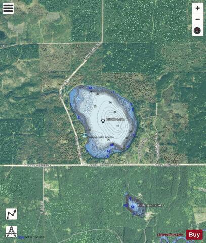 Simms Lake depth contour Map - i-Boating App - Satellite