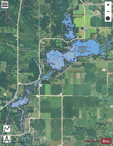 Tainter Lake depth contour Map - i-Boating App - Satellite
