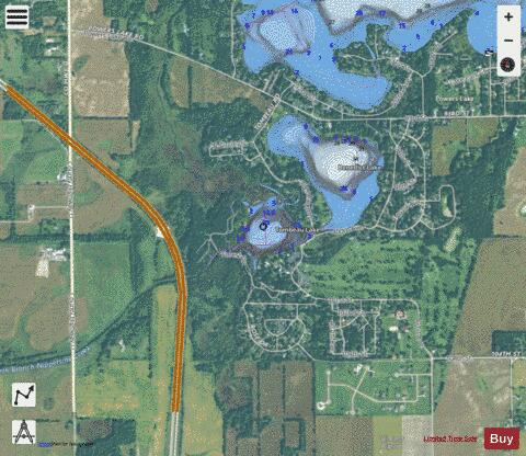 Tombeau Lake depth contour Map - i-Boating App - Satellite
