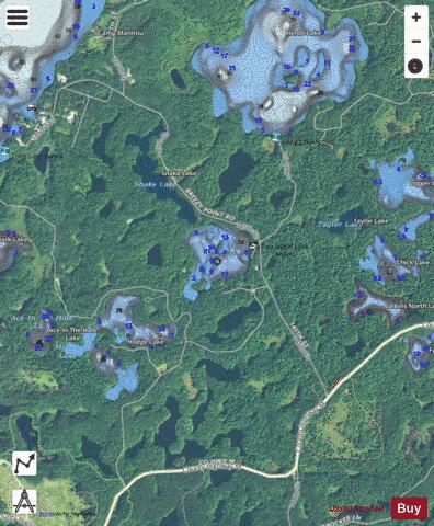 Two Island Lake depth contour Map - i-Boating App - Satellite