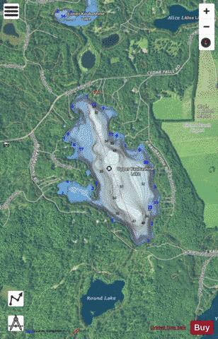 Upper Kaubashine Lake depth contour Map - i-Boating App - Satellite