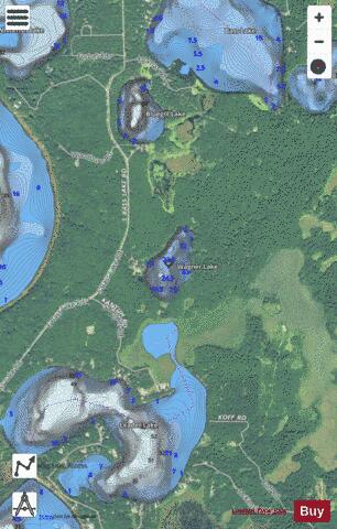 Wagner Lake depth contour Map - i-Boating App - Satellite