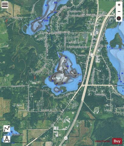Waubeesee Lake depth contour Map - i-Boating App - Satellite