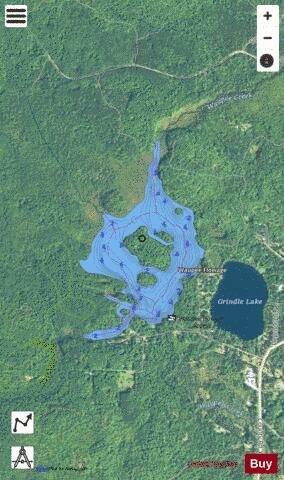 Waupee Flowage depth contour Map - i-Boating App - Satellite