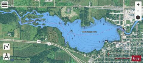 Weyauwega Lake depth contour Map - i-Boating App - Satellite