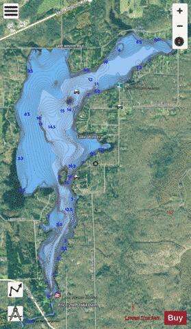Winter Lake + Price Flowage depth contour Map - i-Boating App - Satellite