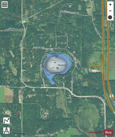 Wood Lake depth contour Map - i-Boating App - Satellite
