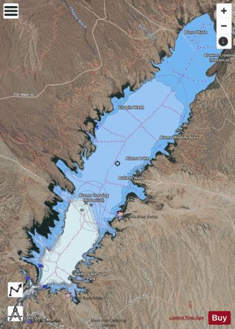Lake Alamo depth contour Map - i-Boating App - Satellite