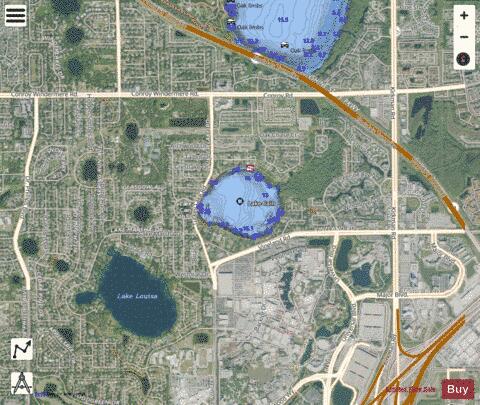 Lake Cain depth contour Map - i-Boating App - Satellite