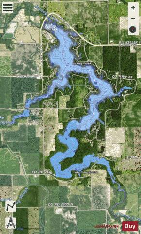 Bloomington Lake depth contour Map - i-Boating App - Satellite