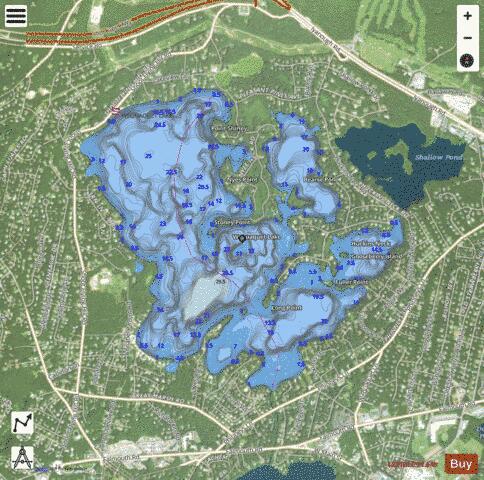 Wequaquet Lake depth contour Map - i-Boating App - Satellite