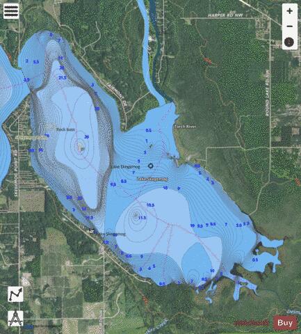 Lake Skegemog depth contour Map - i-Boating App - Satellite