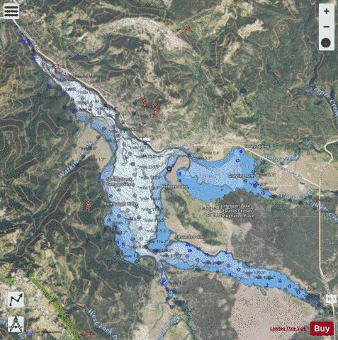 Hebgen Lake depth contour Map - i-Boating App - Satellite