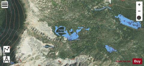 Lower Twin Lake depth contour Map - i-Boating App - Satellite