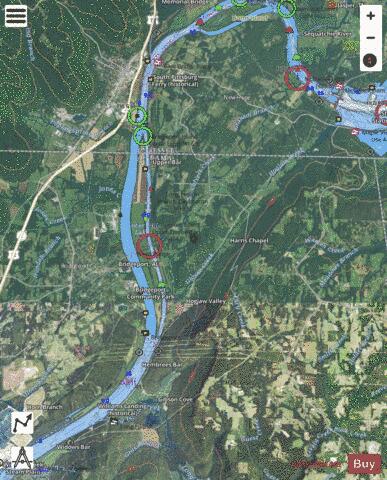 Tennessee River section 11_536_811 depth contour Map - i-Boating App - Satellite