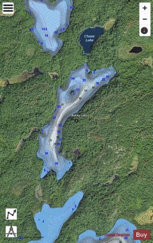 Rocky Lake depth contour Map - i-Boating App - Satellite