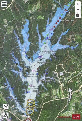 Bay Springs Lake depth contour Map - i-Boating App - Satellite