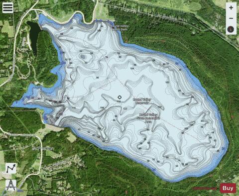 Round Valley Reservoir depth contour Map - i-Boating App - Satellite