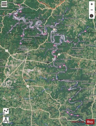Center Hill Lake depth contour Map - i-Boating App - Satellite