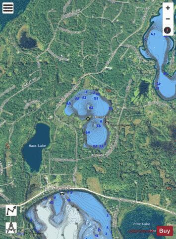 Boner Lake depth contour Map - i-Boating App - Satellite