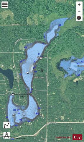 Gilmore Lake depth contour Map - i-Boating App - Satellite