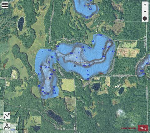Rooney Lake depth contour Map - i-Boating App - Satellite