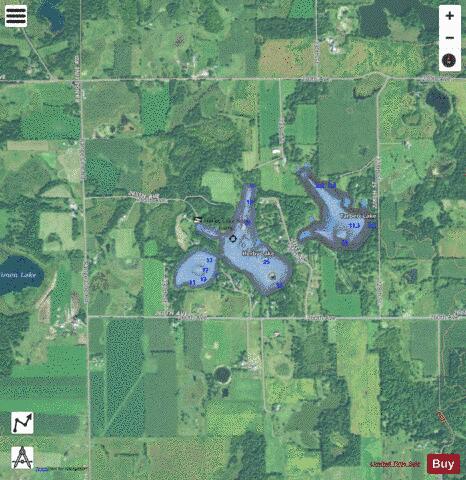 Herby Lake depth contour Map - i-Boating App - Satellite