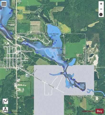 Lower Red Lake depth contour Map - i-Boating App - Satellite