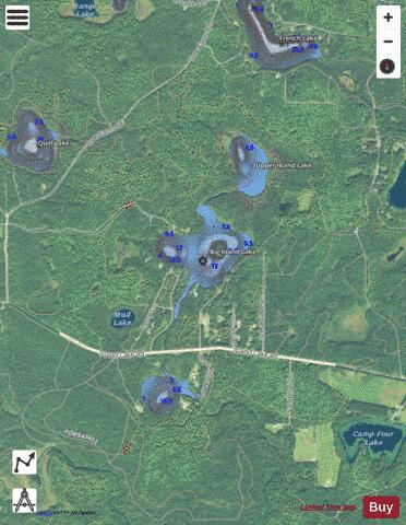 Big Island Lake depth contour Map - i-Boating App - Satellite