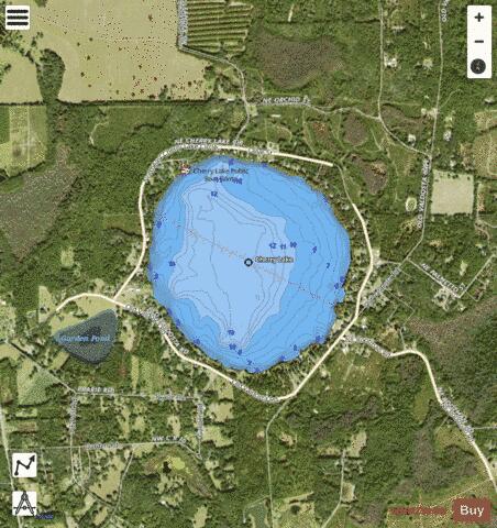 Cherry depth contour Map - i-Boating App - Satellite