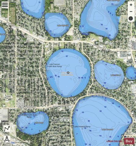 LAKE CANNON depth contour Map - i-Boating App - Satellite