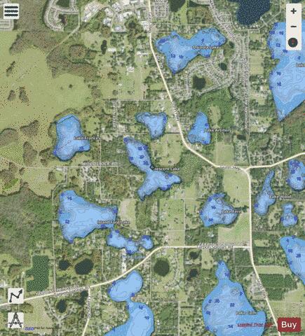 CRESCENT LAKE depth contour Map - i-Boating App - Satellite