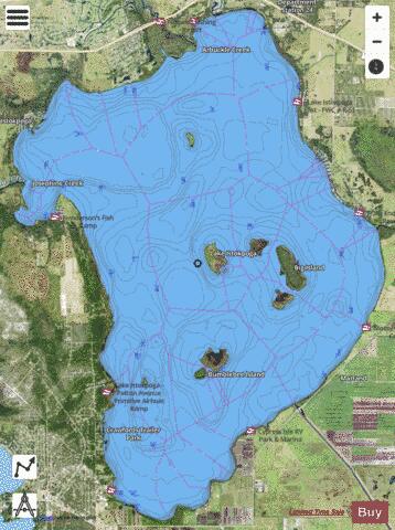 LAKE ISTOKPOGA depth contour Map - i-Boating App - Satellite