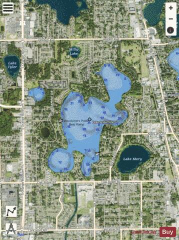 LAKE JESSAMINE depth contour Map - i-Boating App - Satellite