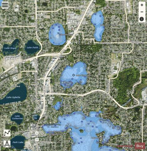 LAKE MINNEHAHA depth contour Map - i-Boating App - Satellite
