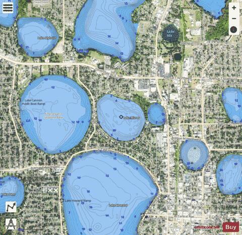 LAKE MIRROR depth contour Map - i-Boating App - Satellite