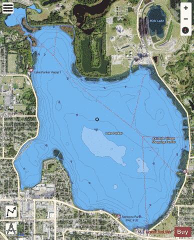 LAKE PARKER depth contour Map - i-Boating App - Satellite