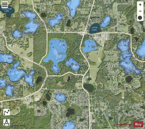 LAKE RALEIGH depth contour Map - i-Boating App - Satellite