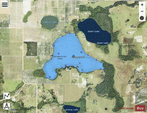 SURVEYORS LAKE depth contour Map - i-Boating App - Satellite