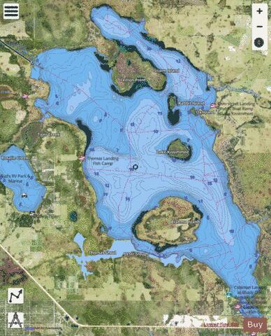 LAKE KISSIMMEE depth contour Map - i-Boating App - Satellite
