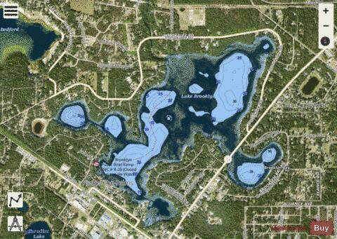 Lake Brooklyn depth contour Map - i-Boating App - Satellite