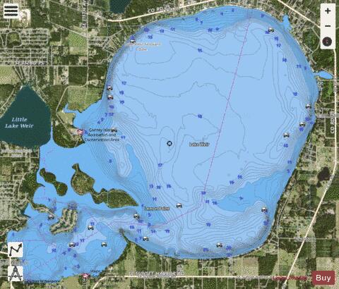Weir depth contour Map - i-Boating App - Satellite