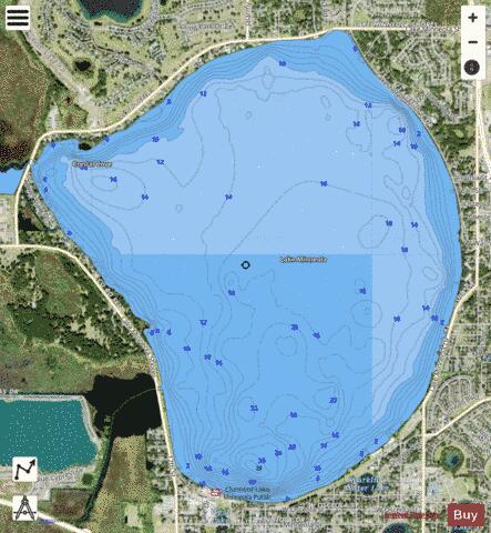 Lake Minneola depth contour Map - i-Boating App - Satellite