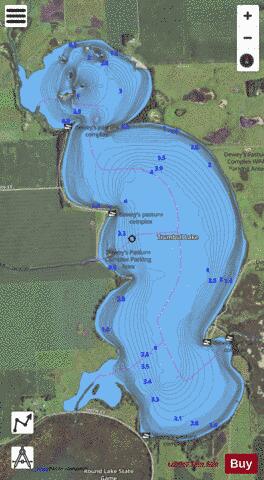 Trumbull Lake depth contour Map - i-Boating App - Satellite