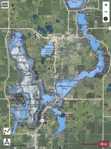 Okoboji Lake depth contour Map - i-Boating App - Satellite
